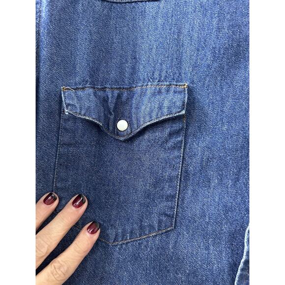 American Hero Authentic Mens Size XL Denim Long Sleeve Shirt Hand Painted Native - Picture 4 of 12